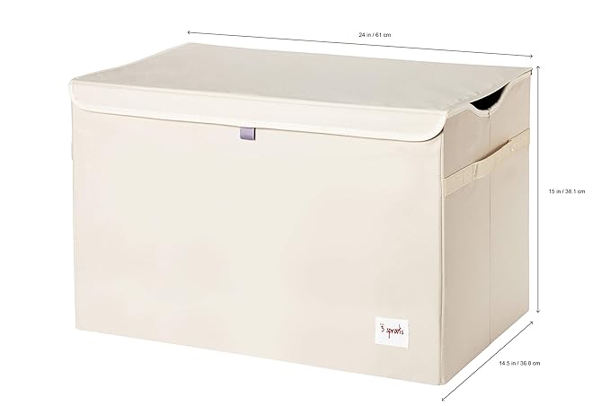 3 Sprouts Large Toy Chest for Kids with Lid and Handles - Collapsible Toy Storage Bin/Trunk/Box/Basket Organizer for Boys & Girls Playroom, Nursery, Bear
