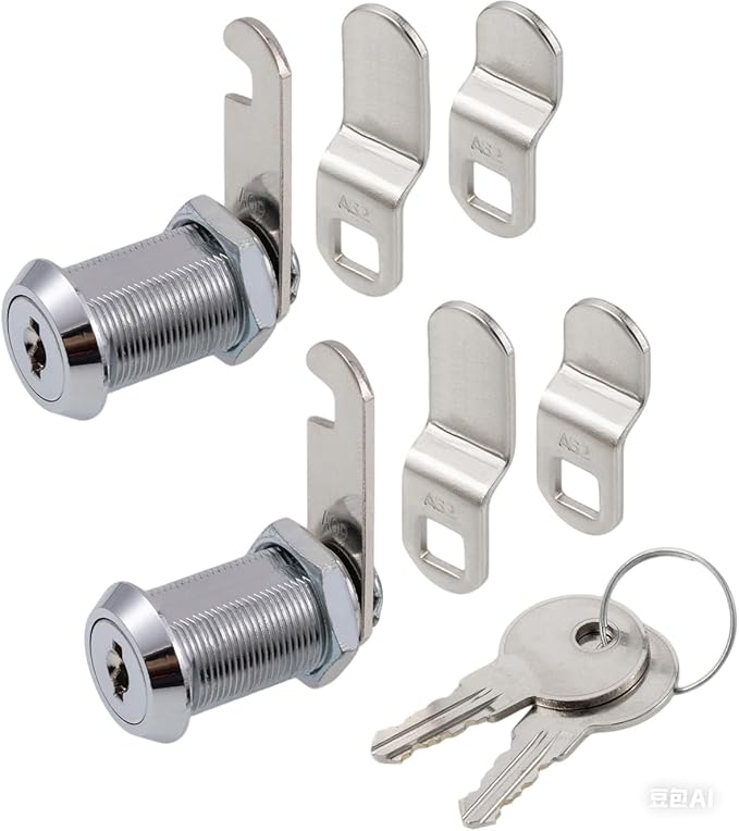 Cabinet Cam Lock, 1-1/8 Inch Keyed Alike Cam Locks Secure File Drawer Door Mailbox Tool Box Dresser RV Cylinder Replacement Lock Hardware, Fits on 1" Max Panel Thickness (2 Pack) Chrome Finish