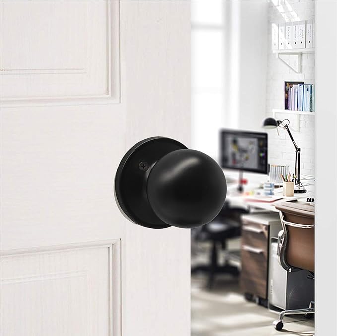 Probrico Stainless Steel Round Single Dummy Door Knobs Black Non-Functioning Knob Handle, 1 Pack