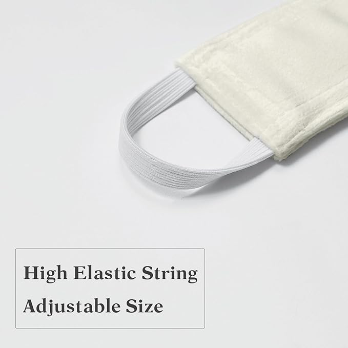 PONY DANCE Quiet Door Closer for Baby - Nursery Door Silencers Latch Cover Made by Fabric Solid Strong Elastic Straps Covers for Universal Fits, Ivory, Set of 3,W 4 x L 2 inches