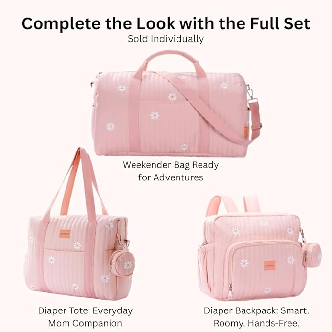 GOBABYMART 3pc Diaper Bag Tote Set, Hospital Bag for Labor & Delivery, Maternity Travel Bag with Changing Pad & Pacifier Case