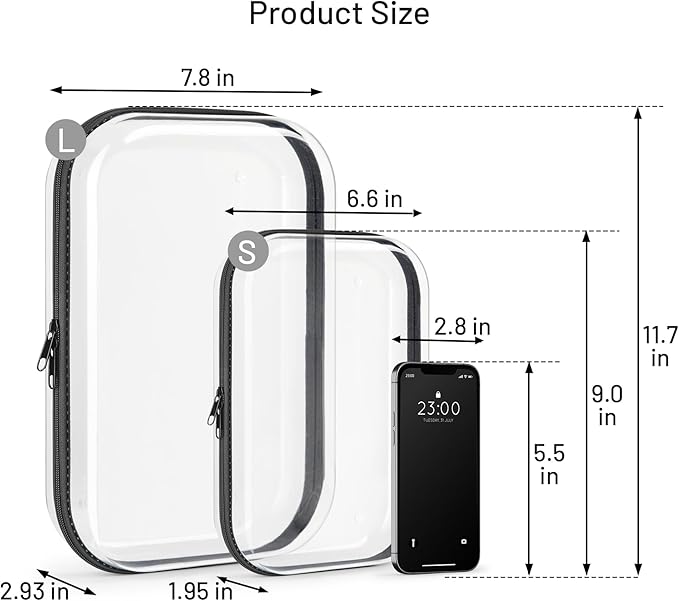 Travel Toiletry Bag for Men,Clear Hard Shell Zipper Case,2pcs Large Capacity Portable Toiletry Organizer Dopp Kit Water-Resistant Shaving Bag For Toiletries Accessories,Makeup Cosmetic Bag For Women