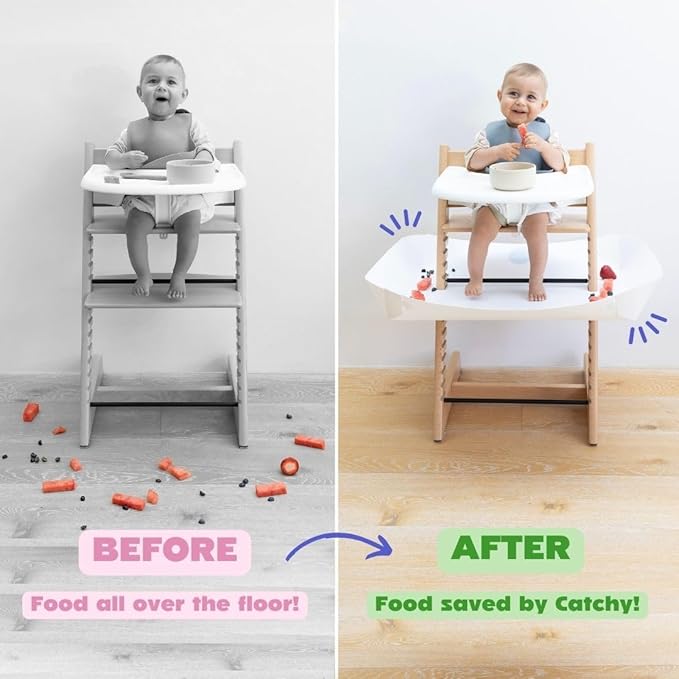 CATCHY - Food Catcher - Compatible with Stokke Tripp Trapp High Chair + 12 Other High Chairs - Highchair Sold Separately - Baby & Toddler Food & Mess Catcher - Under High Chair Accessory