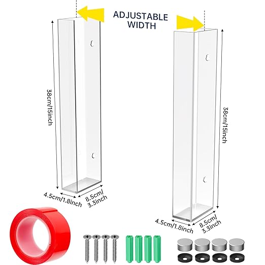 NiHome Multi-Tier Clear Acrylic Wall Mount Glove Box Holder Tissue Box Dispenser for Kitchen, Bathroom, Garage, Lab, Salon, Space-Saving Adjustable Organizer for Gloves, Tissues, Baby Wipes (3-Tier)