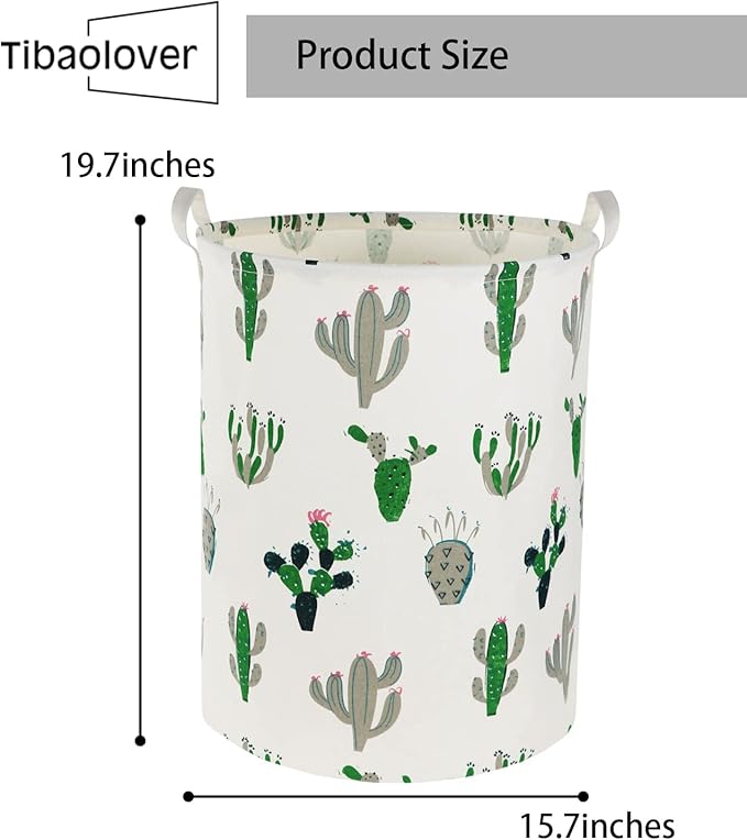 Laundry Basket Kids laundry hamper Cactus Hamper Toy Storage Bin Organizer for Boys and Girls Cactus Room Decor(Green and Gray)