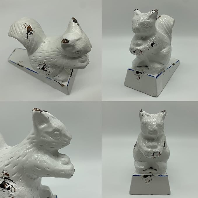 Cast Iron Heavy Door Stop, Cute Animal Shape Doorstop, Antique Style Decorative Door Stopper for Bottom of Door, Sturdy Door Stop Wedage and Floor Decor - White