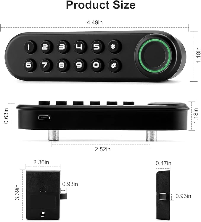 Fingerprint Cabinet Lock, Smart Biometric Password Lock With USB Key, Keyless Hidden File Drawer Wardrobe, Child Safety, DIY Wooden Furniture Privacy for Home Office