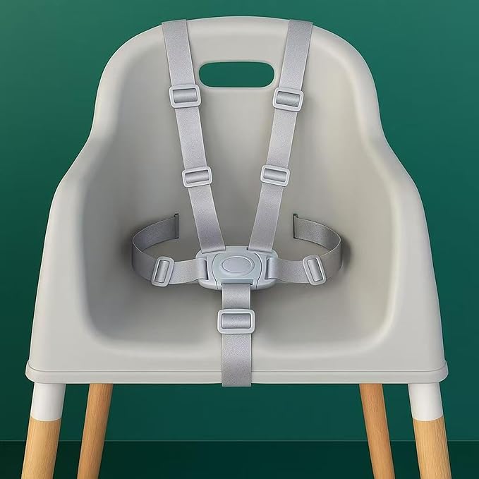 PandaEar High Chair Straps, Adjustable Baby Highchair 5 Point Harness Replacement, Universal Secure Toddler Booster Seat Belt for Infant Eating Chair Accessories (Grey)