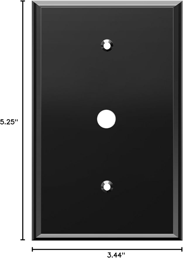 LIDER Reflective Acrylic 0.406" Diameter Hole Phone Cable Wall Plate, Mirrored Cable Plate, Acrylic Glass, Oversized 1-Gang 5.25" x 3.44", LWP-41O-ABK, Black