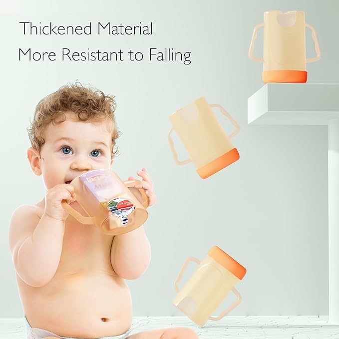 Momcozy Baby Pouch Holder No Squeeze for Food Pouches and Drink Boxes, Allows Baby to Self-feed and Avoid Messes, Baby Food Pouch Holder Handle is Easy to Grip, Comfortable, Green&Orange