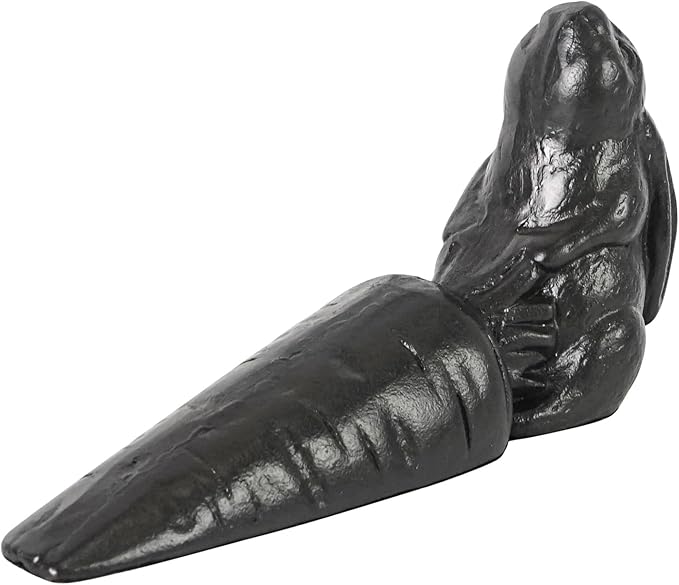 DreamsEden Cast Iron Rabbit Door Stopper, Heavy Duty Bunny Pulling Carrot Door Stops Metal Vintage Cute Decorative Animal Door Wedge