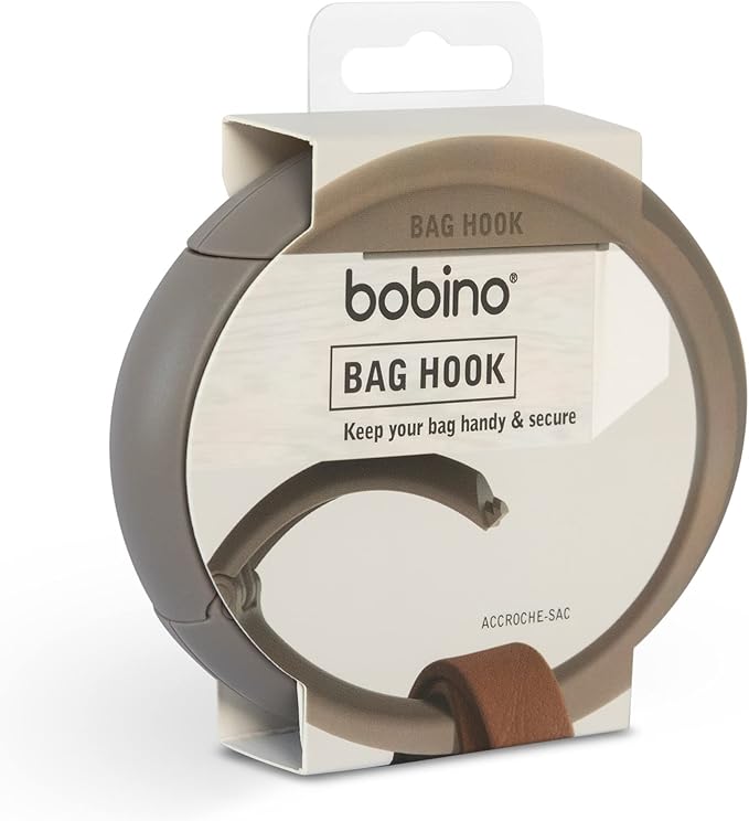 Bobino | Bag Hook | Purse Hanger | Backpack Holder | Luggage Strap | Anti Theft | 3.5 inch x 4 inch | Slate Grey