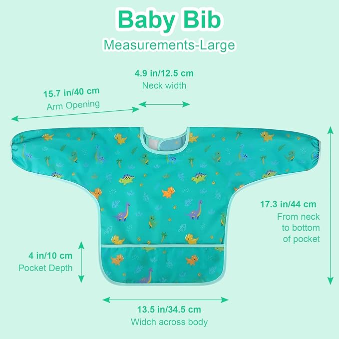 Accmor 5 Pack Long Sleeve Bibs, Baby Smock Waterproof Sleeved Bib Smock for Baby Toddler 6-36 Months