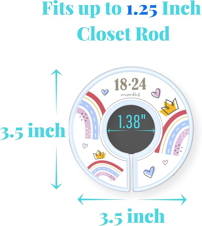 HarperLynn Boho Rainbow Closet Dividers - Set of 8 Baby Nursery Clothes Organizers - Vintage Style Clouds and Hearts