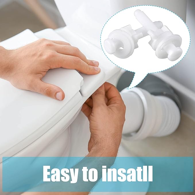 Jetec 8 Pieces Toilet Seat Screws Replacement Kit Plastic Bolts with Plastic Nuts and Washers Parts Kit for Fixing The Top Toilet Seat, White