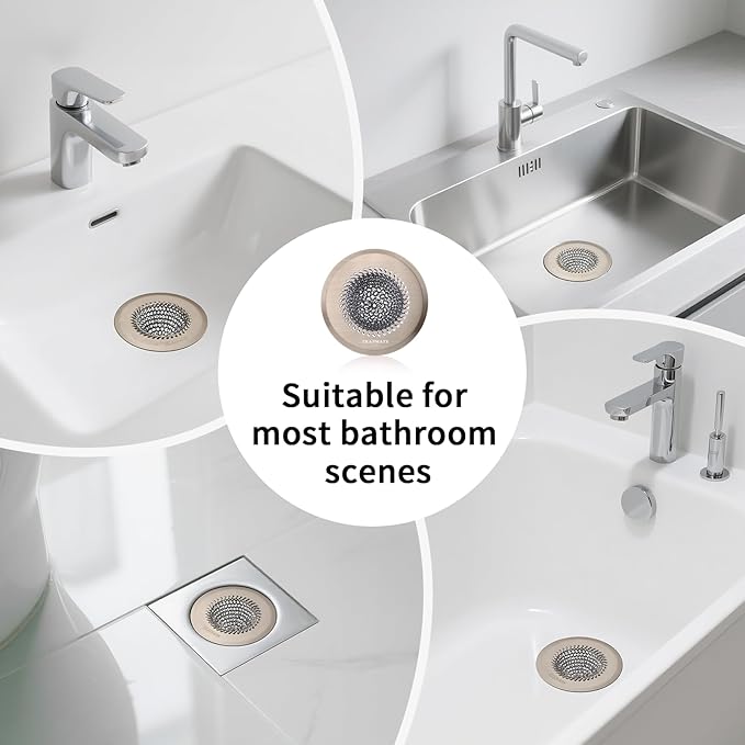 Reversible Shower Drain Hair Catcher, Prevent Clogging Bathtub Drain Cover, Fast Drainage & Easy Clean Tub Drain Hair Catcher for Regular & Pop-up Drain (Brown)