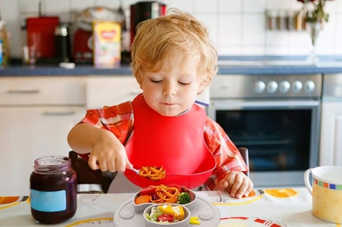Baby Plate Silicone Toddler Plates Suction Placemat Divided Dishes for Kids and Infants One-Piece Strong Suction, BPA Free, Microwave Dishwasher Safe (Grey)