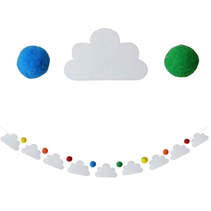 Baby Crib Mobile – Wooden Hanging Nursery Baby Mobile for Crib, Nursery Decor for Boys & Girls, Perfect Shower Gift (Rainbow Birds in The Clouds, w/Garland) Also Fits Bassinets, Sorrel + Fern