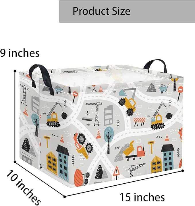 TIBAOLOVER Rectangular Baby Kids Storage Basket for Home Kitchen Girls Cute Storage Bin Organizer Shelf Book Room Decor(Car)