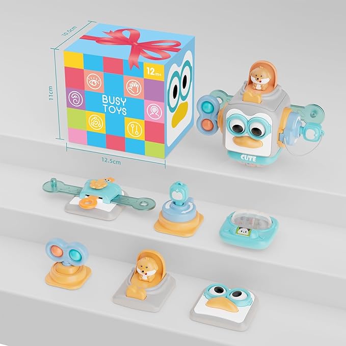 OSIMILY Montessori Toys for 1 Year Old,Sensory Toys for Toddlers 1-3,Baby Travel Activities Busy Board Cube,Fine Motor Skills Educational Toys,Birthday Gift for Kids Aged 6, 9, 10, 12, 18 Months