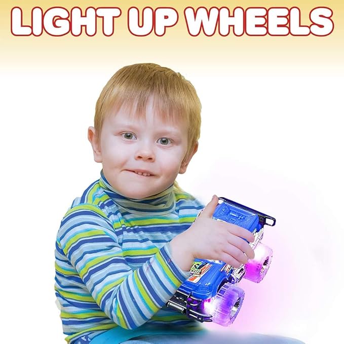 Light-Up Monster Truck Toys (2-Pack) – Push-&-Go Cars with Glowing Wheels – Birthday Gift for Toddlers, Boys & Girls Ages 3+ – Durable Friction-Powered Trucks – Batteries Included