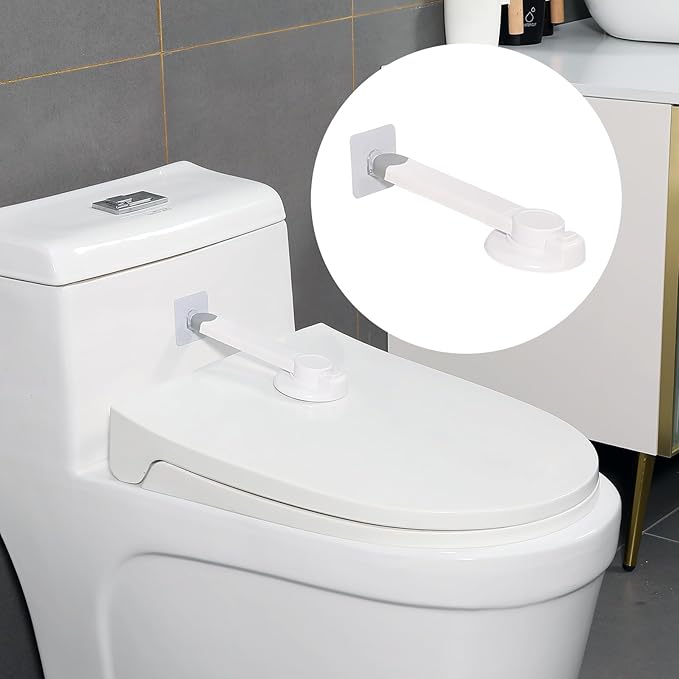 Baby Toilet Safety Locks (1 Pack)| Childproof Toilet Seat Lock | Baby Safety Products | Baby Proofing Kit | Prevents Toddlers from Opening Toilet Lids | 3M Adhesive and Tool-Free Installation(White)
