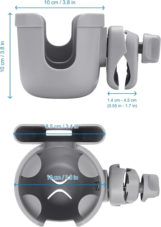 Accmor Stroller Cup Holder with Phone Holder, Bike Cup Holder, Universal Cup Holder for Uppababy Nuna Doona Strollers, 2-in-3 Cup Phone Holder for Stroller Bike Accessory