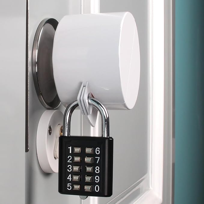 Door Knob Lock Combination Out Device Cover to The Doorknob/Faucet/Water Valve Hose Lock, Temporary Door Handle Combination Lock, Prevents Turning of Door Knob and Access to Keyhole