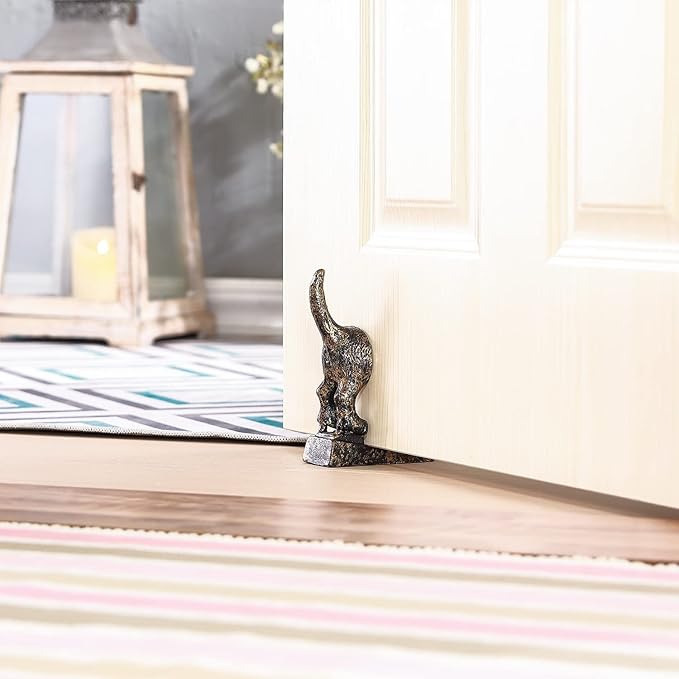 Dog Tail Door Stop Decorative Cast Iron Door Stopper Wedge, Antique Brass………