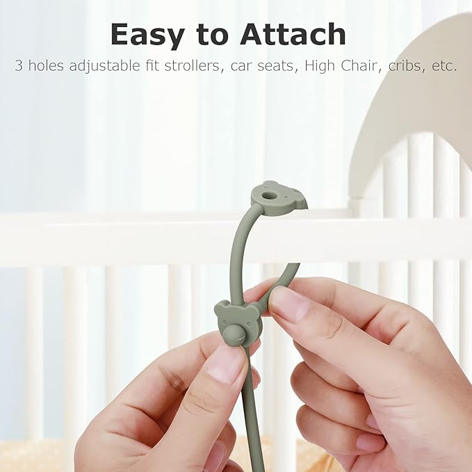 4 Pack Toy Safety Straps, Stretchable Silicone Pacifier Chains, Adjustable Baby Bottle Toy Teethers Harness Strollers Straps for High Chair, Hanging Baskets, Cribs, Car Seat, Shopping Trolley