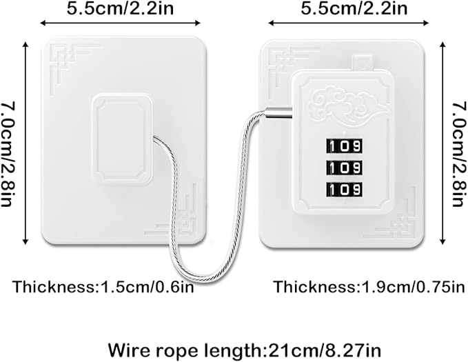 Lexng 2 Pack Refrigerator Locks with 3 Digit Code, Easy Install Fridge Lock Combination, Premium Freezer Lock, Child Proof Cabinet Locks for Refrigerators, Drawers, Closets, Windows (White)