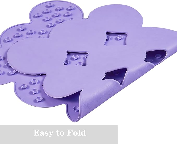 Webos Patented Non Slip Bathtub Mat Shower Mat Bath Mat Tub Mats with Strong Suction Cups Soft Natural Rubber Bath Mat for Inside The tub (Circle-Purple, 28x16 inch)