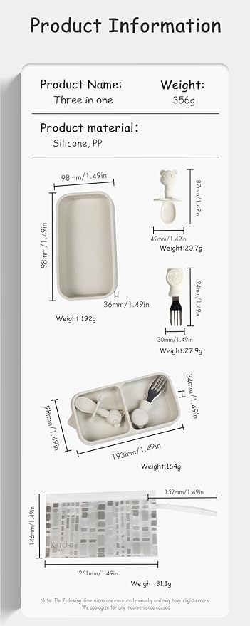KATORI KIDS Suction Plate for Baby To Go | 5pc Travel Silicone Baby Plate Feeding Set with Travel Bag | Toddler Plate | Baby Travel Essential | Baby Bowl | Platos para Bebes (Boho Creme)