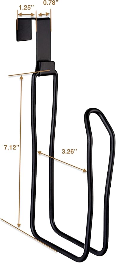 SunnyPoint Over The Tank Toilet Tissue Paper Roll Holder Dispenser and Reserve for Bathroom Storage and Organization - Metal, Hanging, Holds 1 Roll (Black)