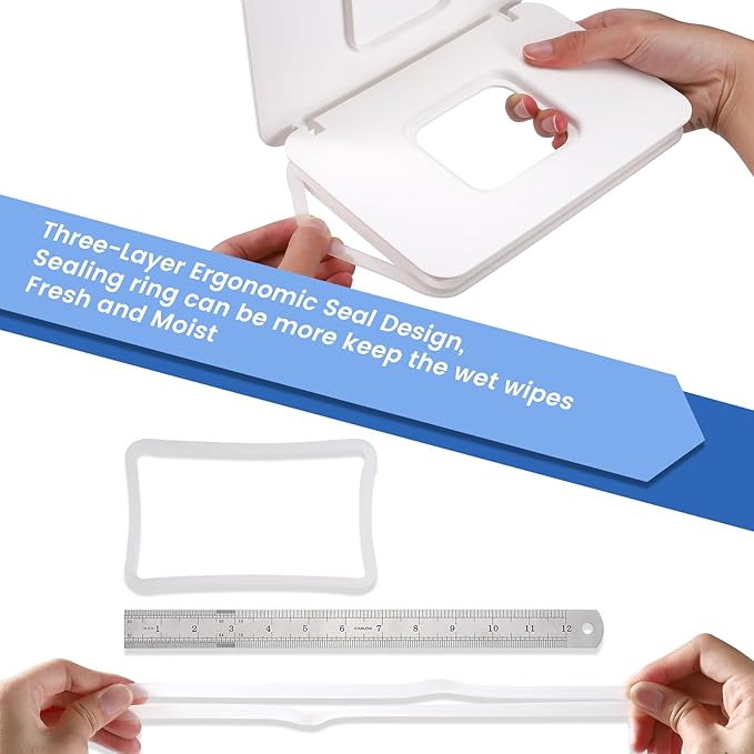 Lijroavy Baby Wipes Dispenser, Baby Wipe Holder for Fresh Wipes, Non-Slip Baby Wipes Container, Refillable Wipes Box with Sealing Design Lid (White)