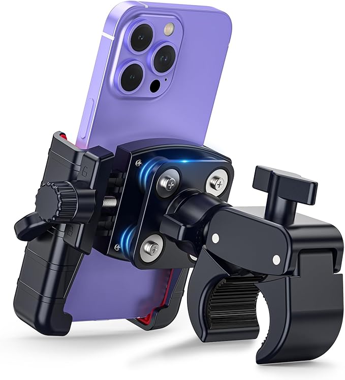 Marsrider 3rd-Gen Anti Vibration Motorcycle Phone Mount Bike Phone Holder, E-Bike Handlebar Cell Phone Holder with Secure Lock, Electric Scooter Phone Holder for Bicycle Stroller Fit 4.7-7'' Phone