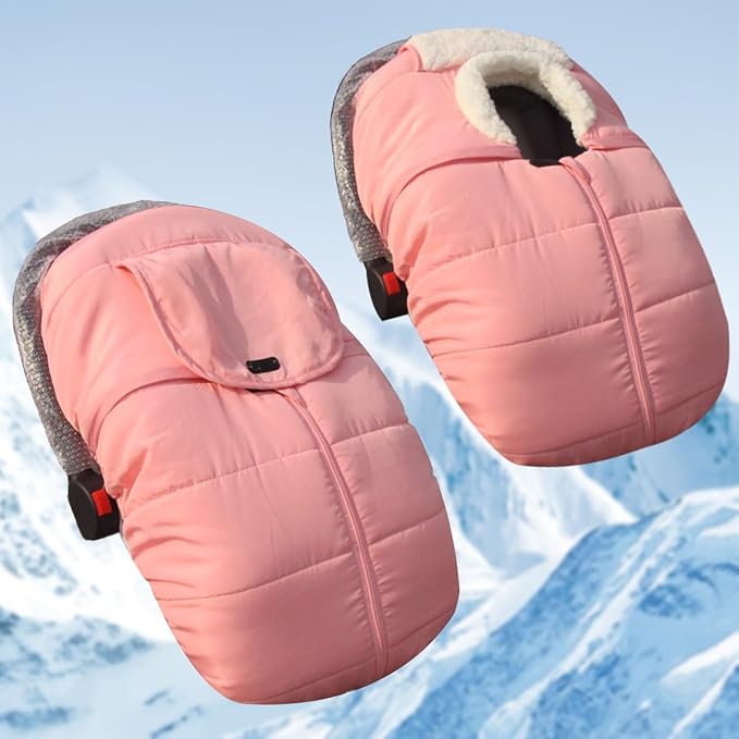 Mom's Choice Awards Winner-TSAYAWA Winter Baby Car Seat Cover -Keep Babies Warm Carseat Bunting Bag/Blanket for Newborn & Infant - Cold Weather Insulated Windproof Carrier Canopy for Travel (Pink)
