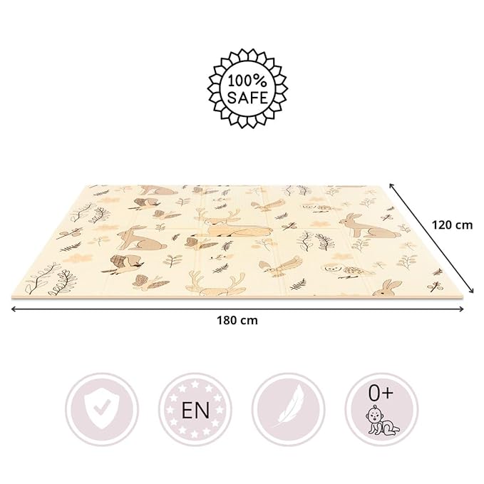 Baby Floor Play Mat Foldable 70.9" x 47.2" x 0.4", Non-Slip Waterproof Foam Play Mat for Kids, Toddlers and Babies, Reversible Design - Forest and City Streets Theme, Easy Storage and Travel