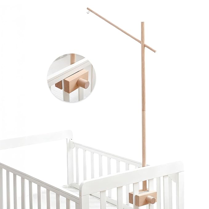 Baby Crib Mobile Arm - 32 Inch Wooden Mobile Arm Adjustable Mobile Holder for Crib Mobile Hanger Baby Crib Attachment Nursery Decor