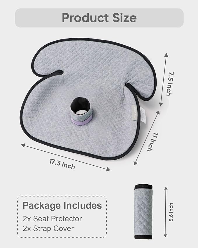 TinlyFinly 2 Pack Baby Potty Training Car Seat Protector, Waterproof Car Seat Liner for Potty Training Toilet, Baby Infant Toddler Piddle Pad Fits for Carseat, Stroller, Highchair - 2 Pack, Gray