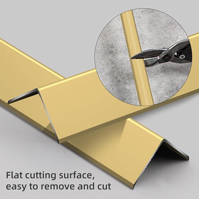 Golden Wall Corner Protector, 4Pcs, Length 35.4in, Width 0.79in - Self Adhesive Metal Corner Protector for Aluminum Trim molding, Cabinet Edge Guard, Easy to Install