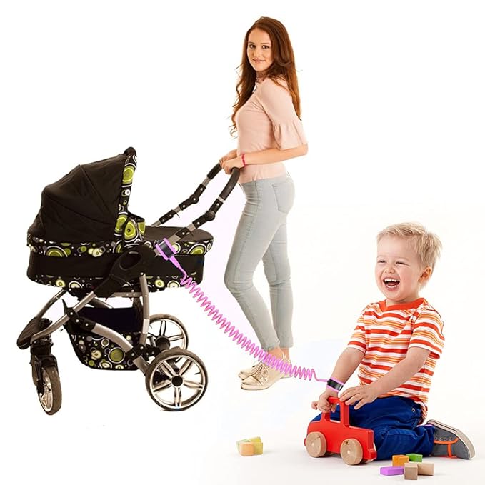 Anti Lost Wrist Link for Toddlers, Safety Toddler Leash, Child Leash, Wrist Leash for Babies and Kids, Children's Safety Wristband for Outdoor, Family Travel(8.2ft/2.5m, Pink)