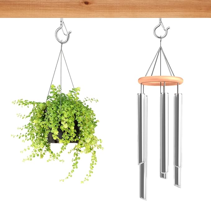 FSAH 36 PCS Q-Hanger Hooks, Screw Hooks for Outdoor String Lights, Safety Buckle Design Cup Eye Hook for Hanging Christmas Lights, Plants, Mounted on Wall Ceiling, Include 1 Wing Nut Driver, Silver