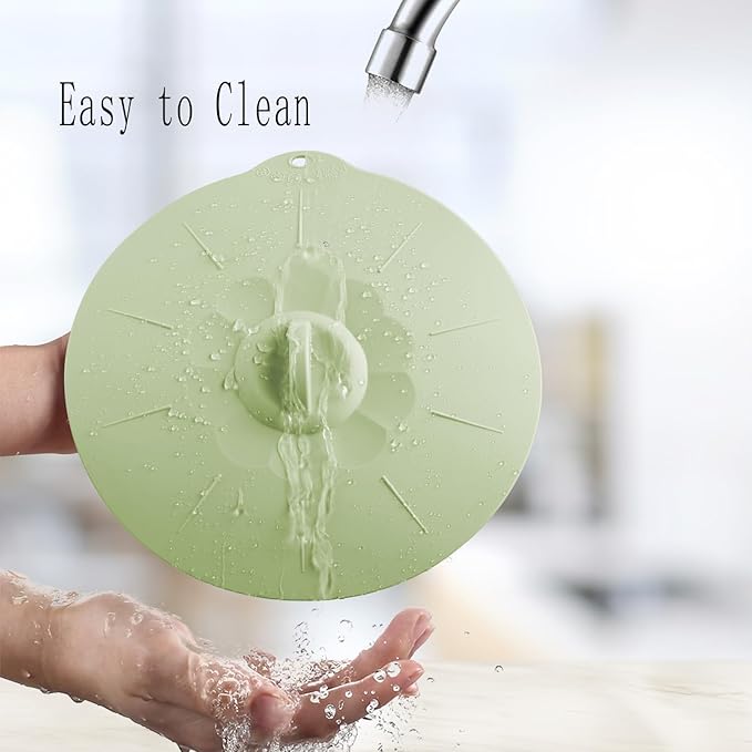 4"-12" Silicone Lids for Cups Bowls Plates Pans, Microwave Splatter Cover, Kitchen Containers Lids Cover for Food Storage,Light Green Multiple 5 Pack