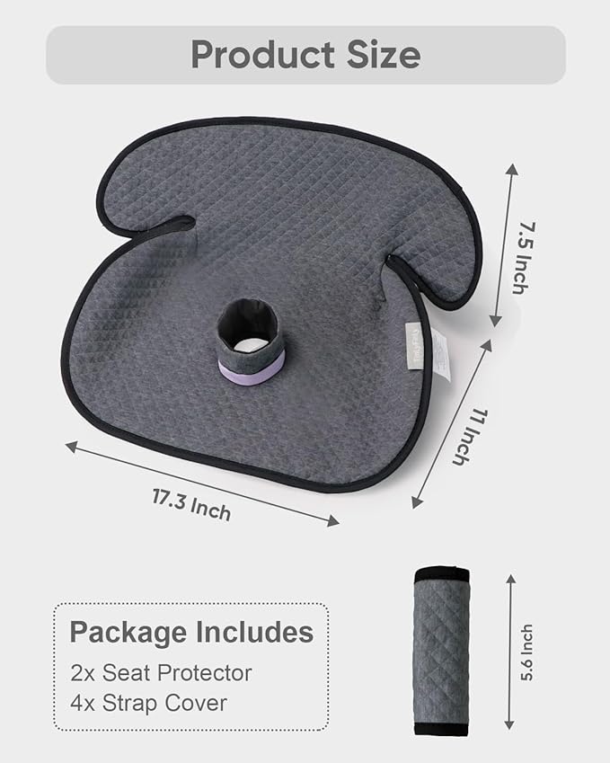 TinlyFinly 2 Pack Baby Potty Training Car Seat Protector, Waterproof Car Seat Liner for Potty Training Toilet, Baby Infant Toddler Piddle Pad Fits for Carseat, Stroller, Highchair - 2 Pack, Dark Gray