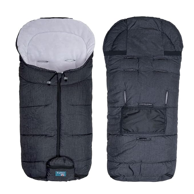 Yobee Winter Waterproof Warm Stroller Bunting Bag, Center and Botton Open for Easy in and Temperature Control, Multi Use, Toldder Size, Grey