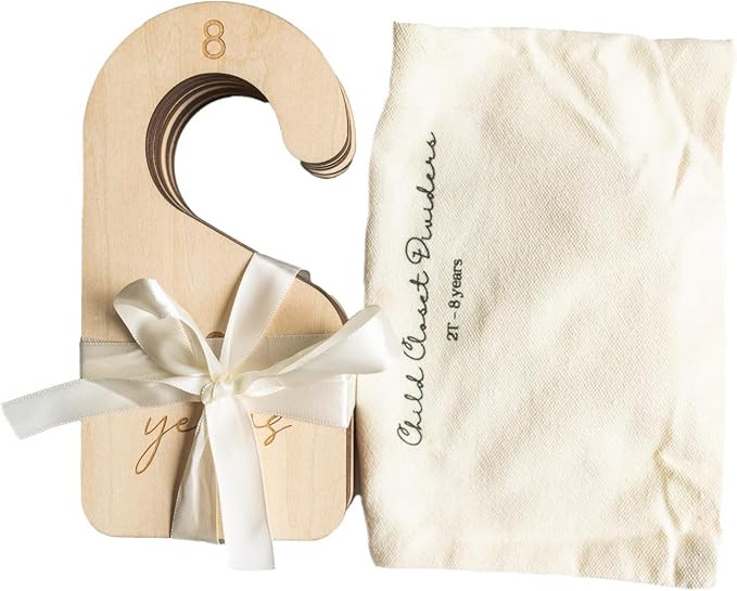 Heart and Home Designs Modern Double-Sided Toddler Closet Dividers, Child Closet Organizers – Set of 7 Durable Kids Closet Size Hangers