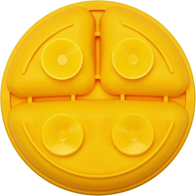 PandaEar 3 Pack Toddler Plates, Silicone Divided Suction Plate for Babies, BPA-Free 100% Food-Grade Silicone Unbreakable Baby Plate (Blue/Green/Yellow)