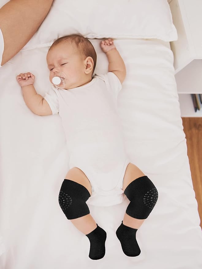 10 Pairs Baby Crawling Anti Slip Knee Pads and Anti Slip Baby Socks Set Unisex Toddler Knee Protectors Non Slip Ankle Socks