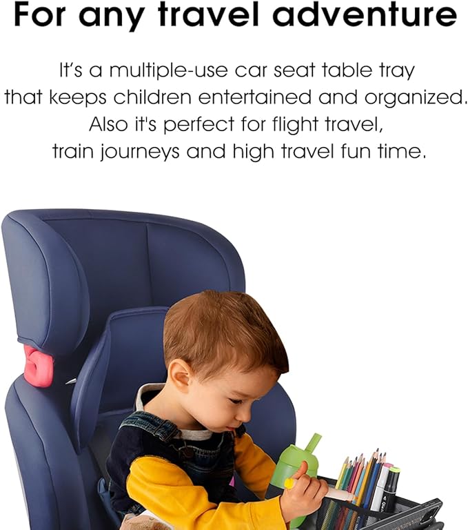 Kids Travel Tray for Car, Car Seat Tray, Grey